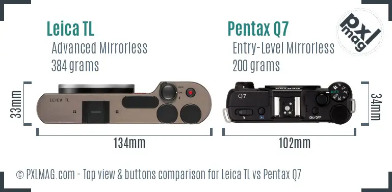 Leica TL vs Pentax Q7 top view buttons comparison