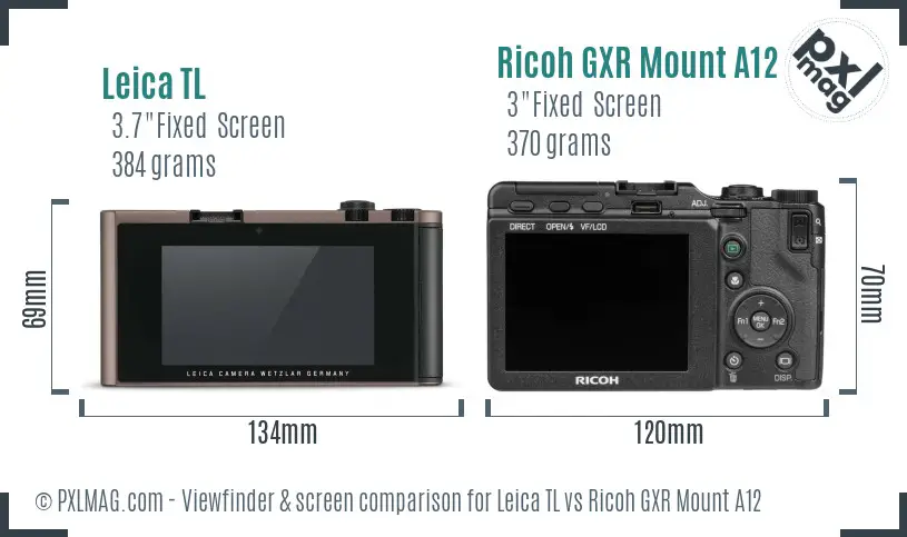 Leica TL vs Ricoh GXR Mount A12 Screen and Viewfinder comparison