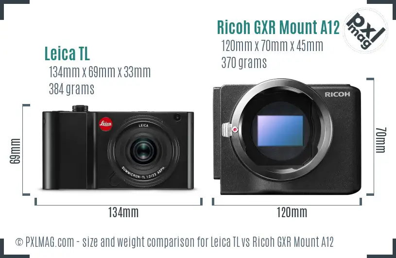 Leica TL vs Ricoh GXR Mount A12 size comparison