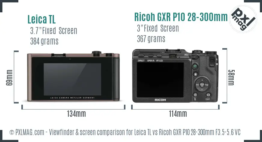 Leica TL vs Ricoh GXR P10 28-300mm F3.5-5.6 VC Screen and Viewfinder comparison Leica TL vs Ricoh GXR P10 28-300mm F3.5-5.6 VC Screen and Viewfinder comparison