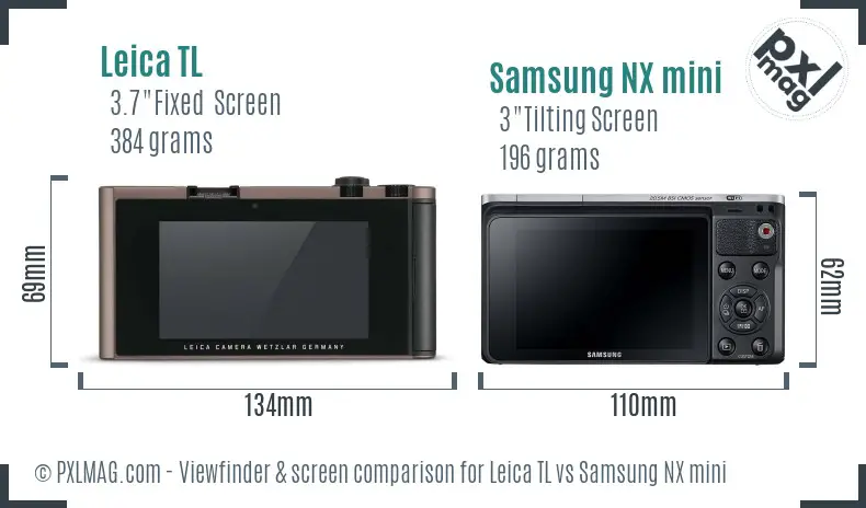 Leica TL vs Samsung NX mini Screen and Viewfinder comparison