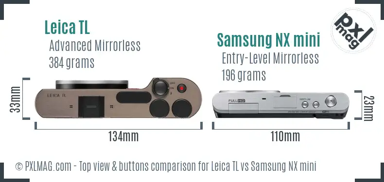 Leica TL vs Samsung NX mini top view buttons comparison