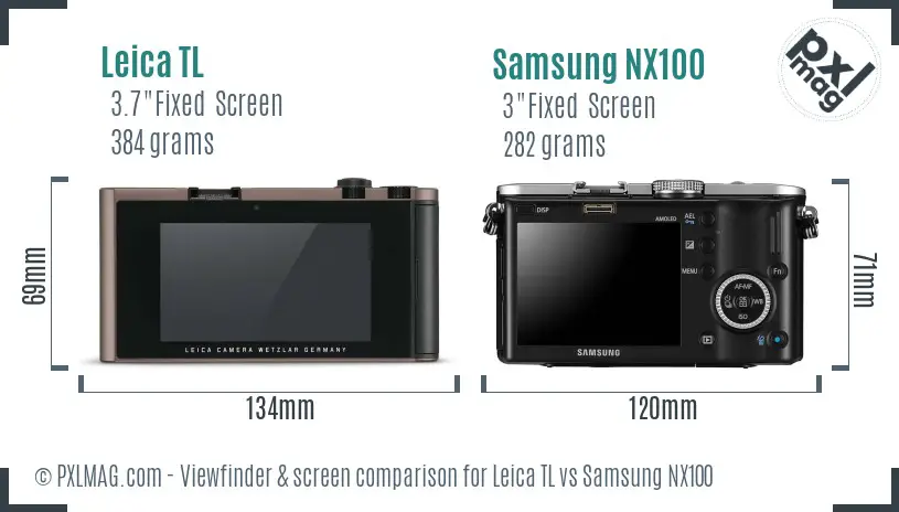 Leica TL vs Samsung NX100 Screen and Viewfinder comparison