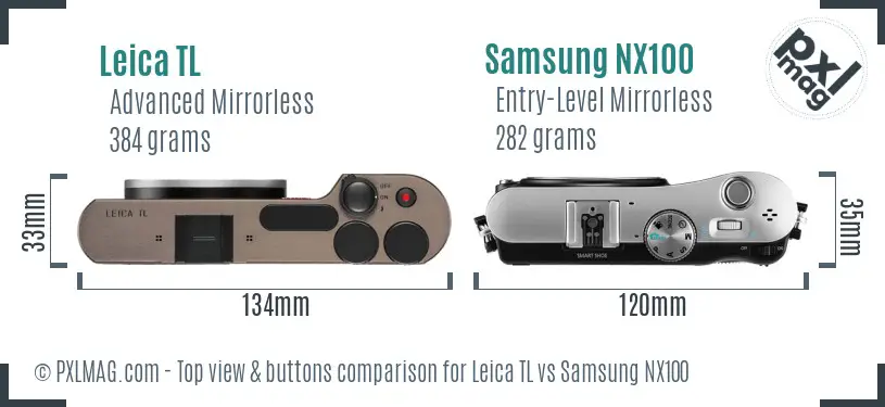 Leica TL vs Samsung NX100 top view buttons comparison