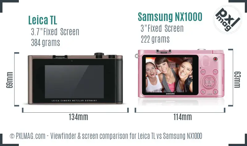 Leica TL vs Samsung NX1000 Screen and Viewfinder comparison