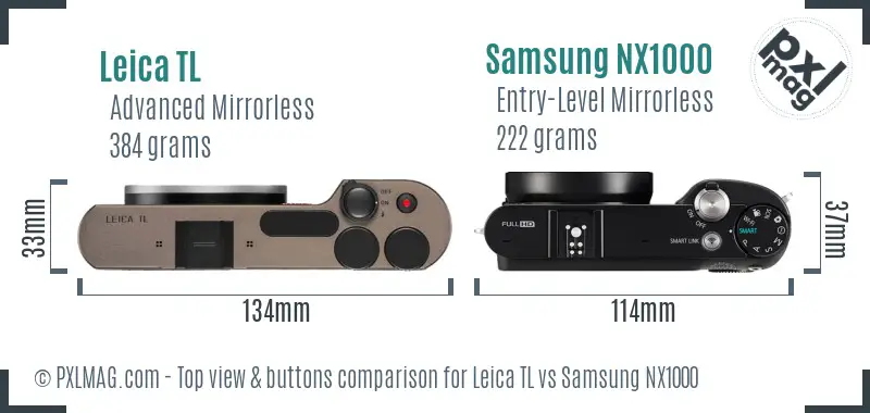 Leica TL vs Samsung NX1000 top view buttons comparison