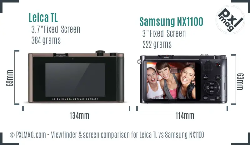 Leica TL vs Samsung NX1100 Screen and Viewfinder comparison