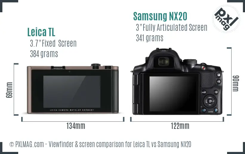 Leica TL vs Samsung NX20 Screen and Viewfinder comparison