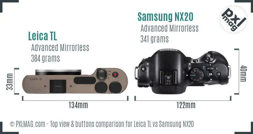 Leica TL vs Samsung NX20 top view buttons comparison