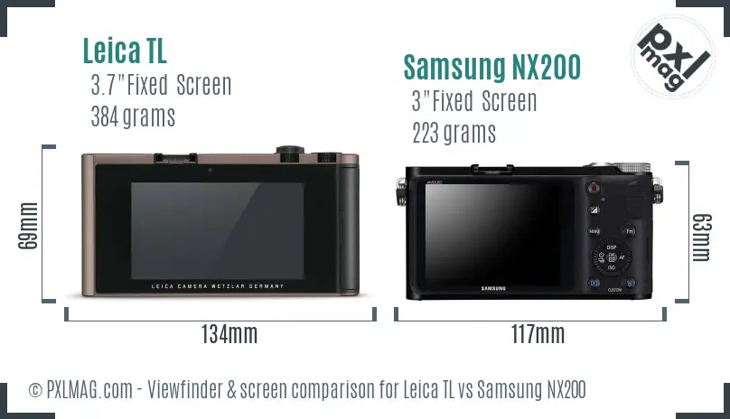 Leica TL vs Samsung NX200 Screen and Viewfinder comparison