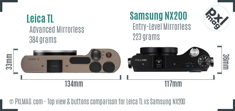 Leica TL vs Samsung NX200 top view buttons comparison