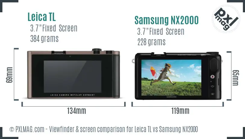 Leica TL vs Samsung NX2000 Screen and Viewfinder comparison