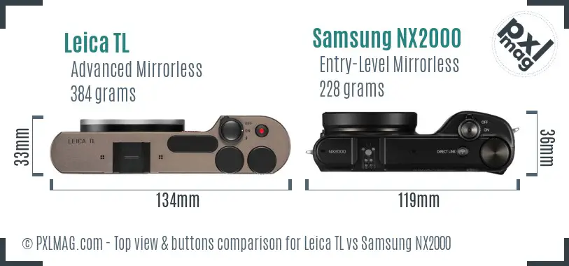 Leica TL vs Samsung NX2000 top view buttons comparison