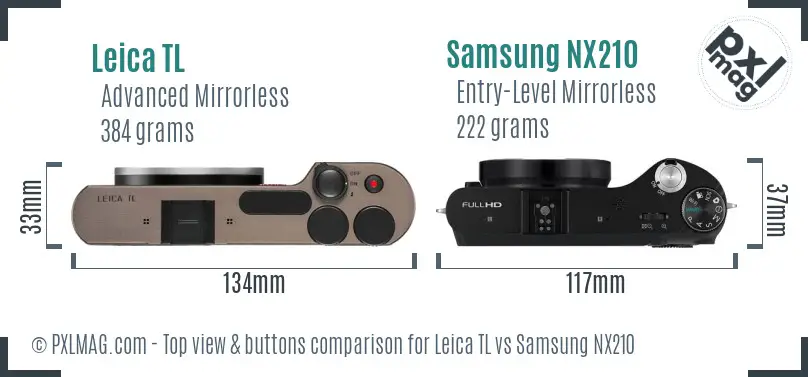 Leica TL vs Samsung NX210 top view buttons comparison Leica TL vs Samsung NX210 top view buttons comparison