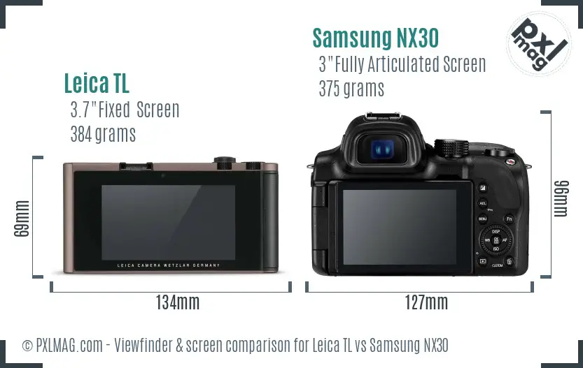 Leica TL vs Samsung NX30 Screen and Viewfinder comparison