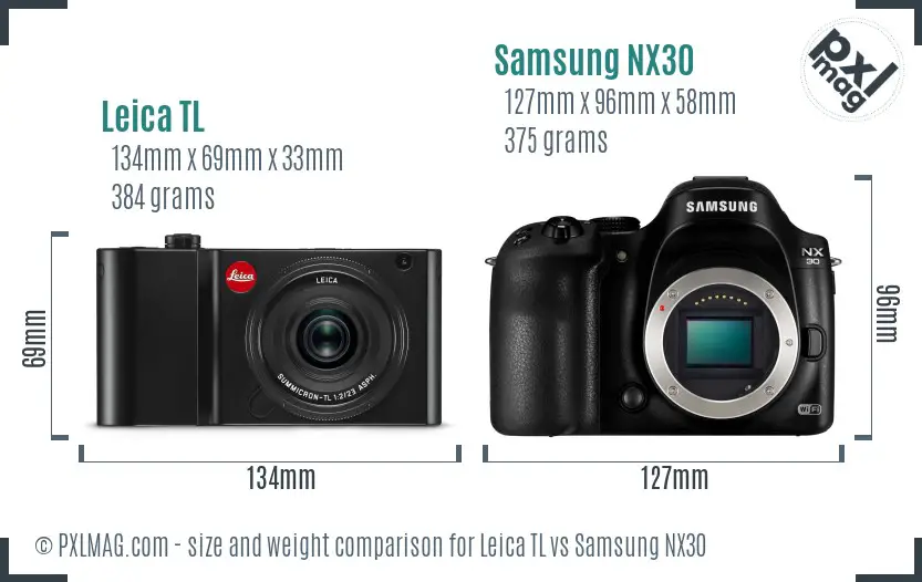 Leica TL vs Samsung NX30 size comparison