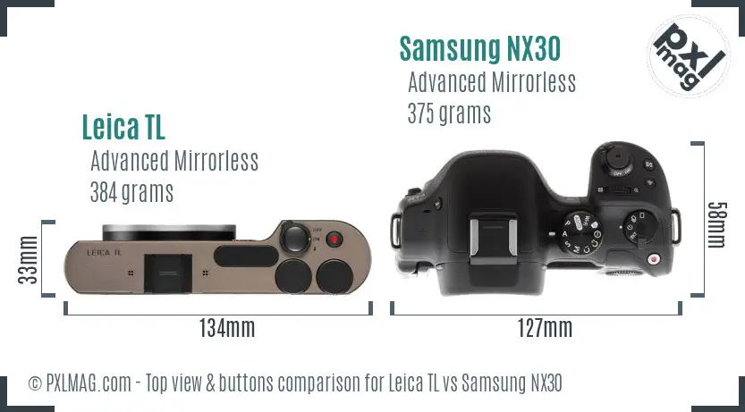 Leica TL vs Samsung NX30 top view buttons comparison