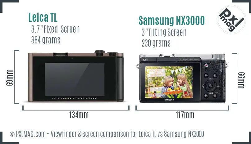 Leica TL vs Samsung NX3000 Screen and Viewfinder comparison