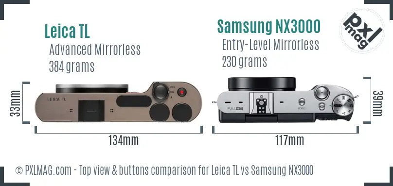 Leica TL vs Samsung NX3000 top view buttons comparison