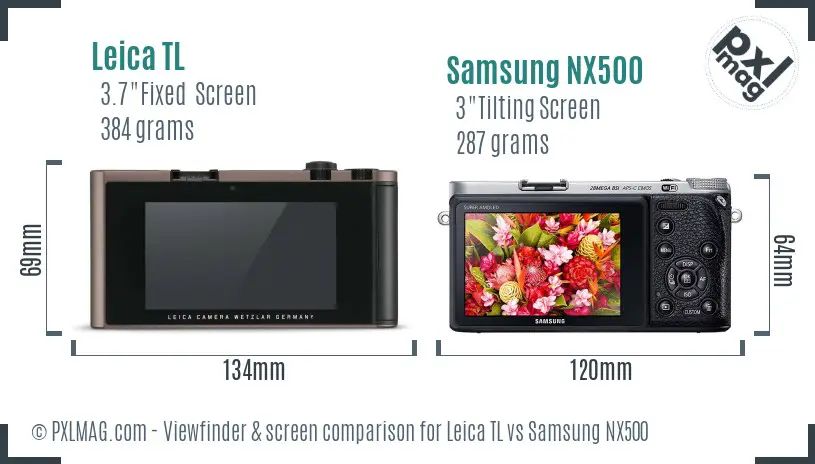 Leica TL vs Samsung NX500 Screen and Viewfinder comparison