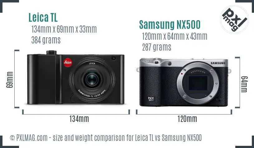 Leica TL vs Samsung NX500 size comparison