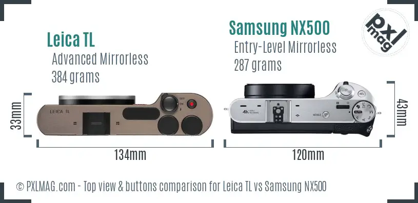 Leica TL vs Samsung NX500 top view buttons comparison