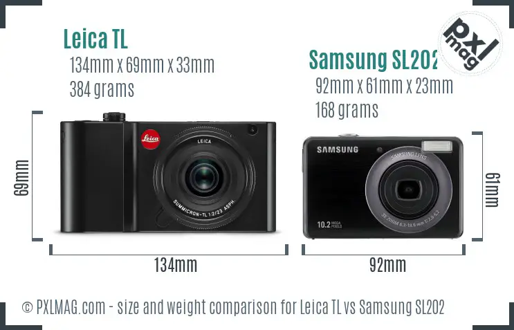 Leica TL vs Samsung SL202 size comparison
