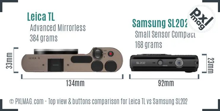 Leica TL vs Samsung SL202 top view buttons comparison