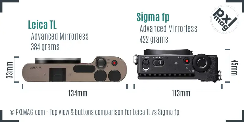 Leica TL vs Sigma fp top view buttons comparison