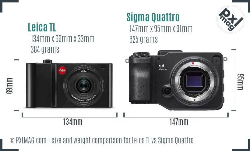 Leica TL vs Sigma Quattro size comparison
