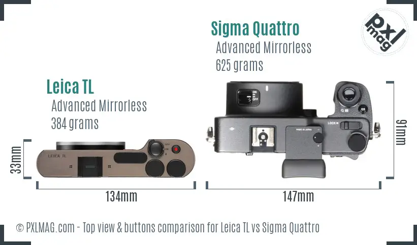 Leica TL vs Sigma Quattro top view buttons comparison