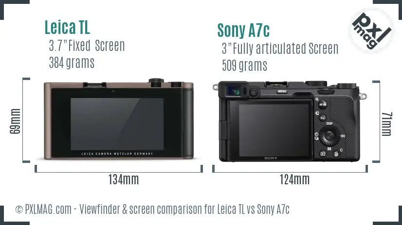 Leica TL vs Sony A7c Screen and Viewfinder comparison