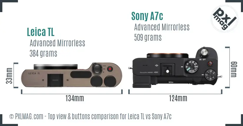 Leica TL vs Sony A7c top view buttons comparison