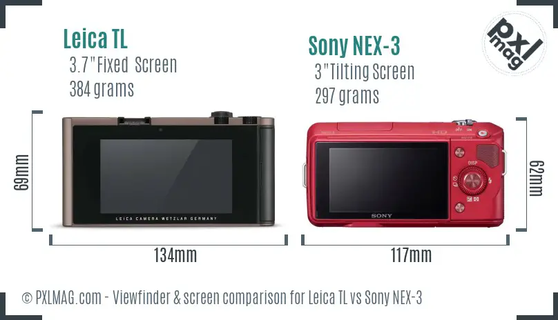 Leica TL vs Sony NEX-3 Screen and Viewfinder comparison