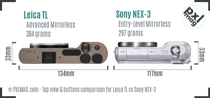 Leica TL vs Sony NEX-3 top view buttons comparison