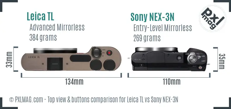 Leica TL vs Sony NEX-3N top view buttons comparison Leica TL vs Sony NEX-3N top view buttons comparison