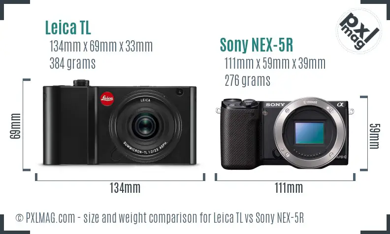 Leica TL vs Sony NEX-5R size comparison