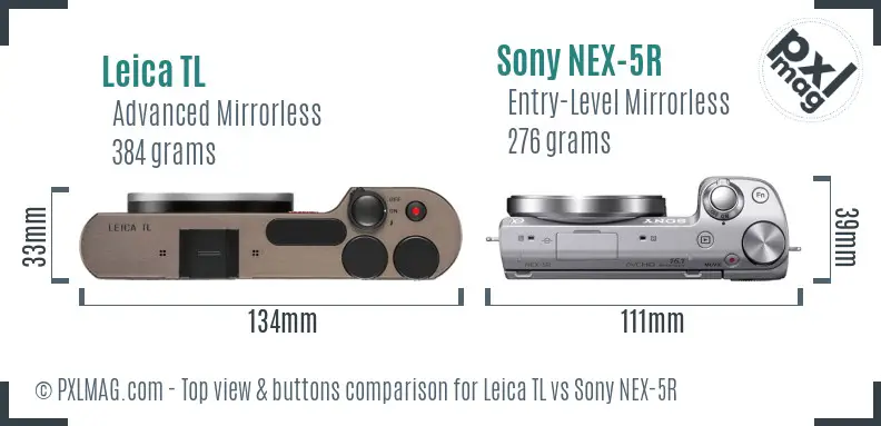 Leica TL vs Sony NEX-5R top view buttons comparison