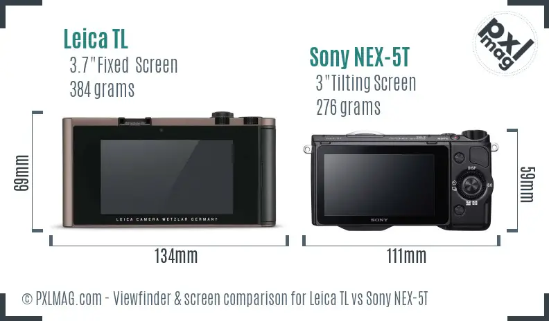 Leica TL vs Sony NEX-5T Screen and Viewfinder comparison