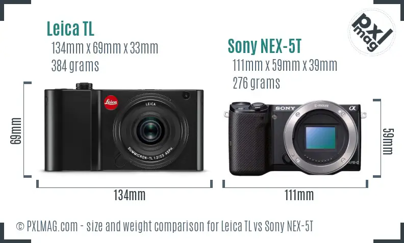 Leica TL vs Sony NEX-5T size comparison