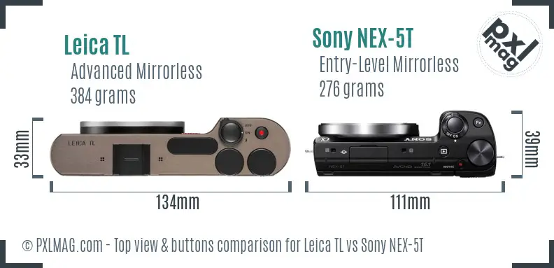 Leica TL vs Sony NEX-5T top view buttons comparison