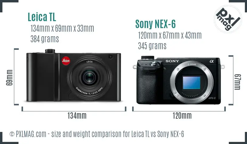 Leica TL vs Sony NEX-6 size comparison