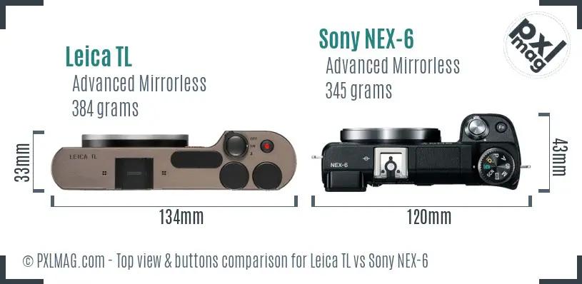 Leica TL vs Sony NEX-6 top view buttons comparison