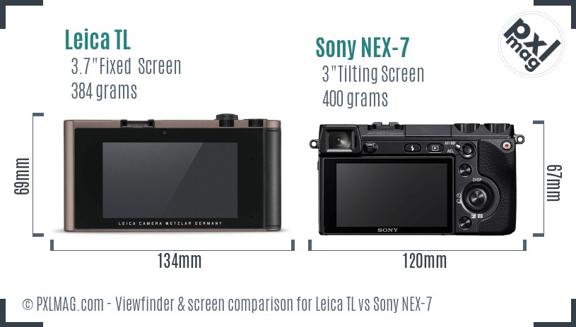 Leica TL vs Sony NEX-7 Screen and Viewfinder comparison