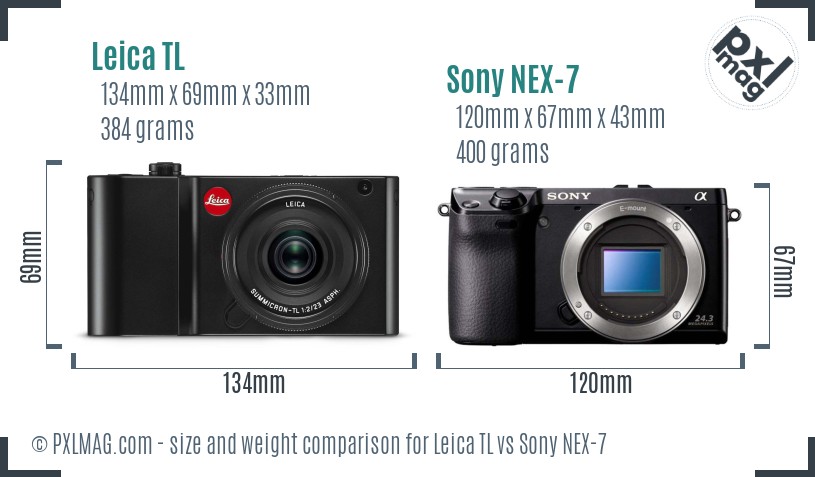 Leica TL vs Sony NEX-7 size comparison