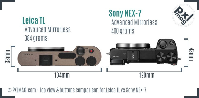 Leica TL vs Sony NEX-7 top view buttons comparison