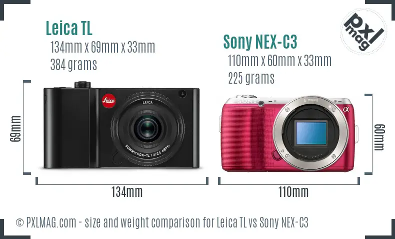 Leica TL vs Sony NEX-C3 size comparison