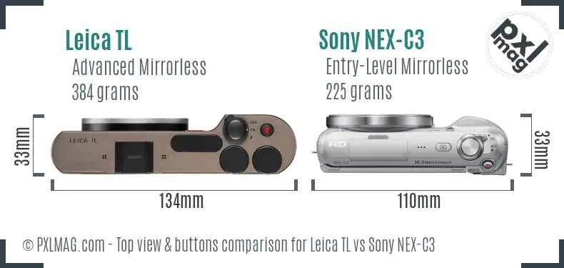 Leica TL vs Sony NEX-C3 top view buttons comparison