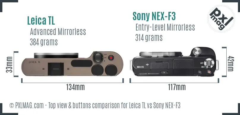 Leica TL vs Sony NEX-F3 top view buttons comparison