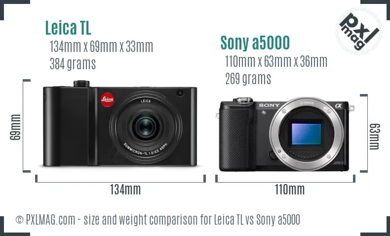 Leica TL vs Sony a5000 size comparison